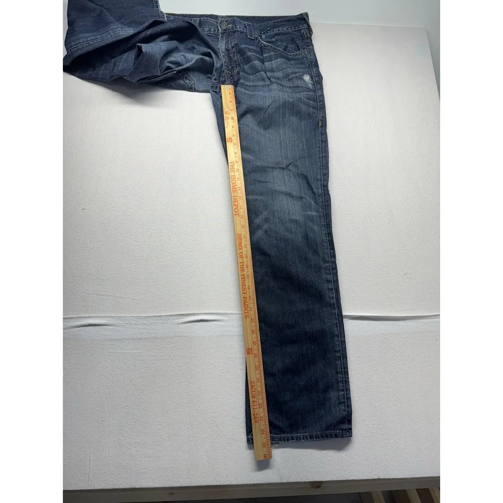 True Religion Ricky Relaxed Straight Jeans Mens 40*34 distressed whisker flap
